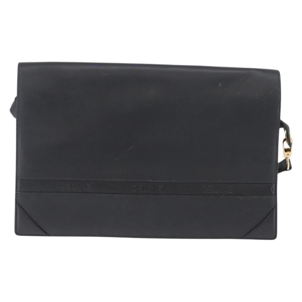 Celine Leather Shoulder Bag Black